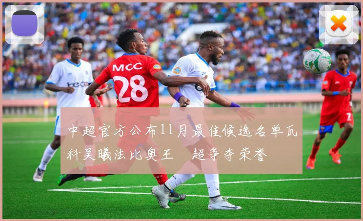 中超官方公布11月最佳候选名单瓦科吴曦法比奥王燊超争夺荣誉