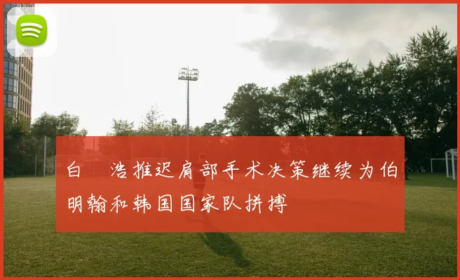 白昇浩推迟肩部手术决策继续为伯明翰和韩国国家队拼搏
